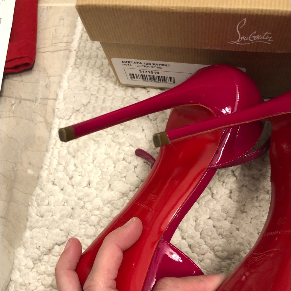 ❌SOLD❌Christian Louboutin Aketata 120mm Pink Heels - Picture 8 of 12